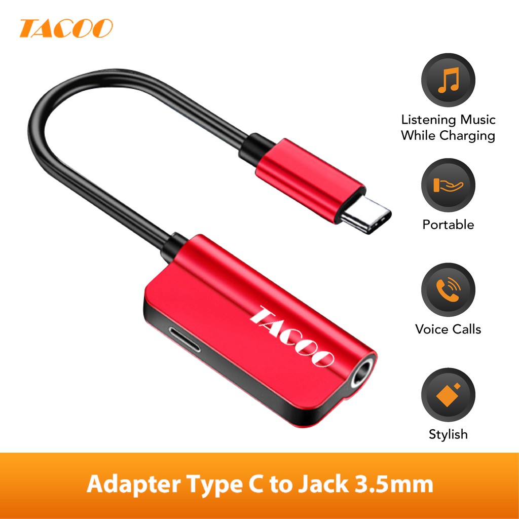 

TACOO [KHUSUS HUAWEI] TMC0211 Adapter Type C ke Jack 3.5 mm RED [Untuk Ponsel tanpa Port Jack]