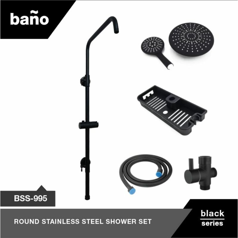 Shower Tiang Kotak Stainless Hitam Black/Shower Column Kotak/Shower Set Kotak