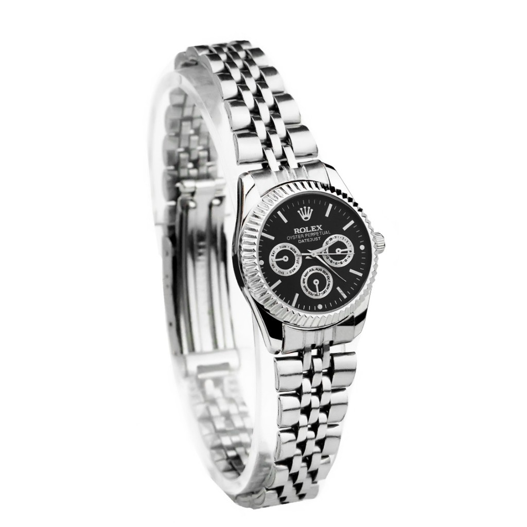 WBS  JAM TANGAN COUPLE FREE BATERAI ✅COD ROLEX RANTAI CHRONO IMPORT GROSIR MURAH SPORT  CASUAL PASANGAN PRIA WANITA ANAK REMAJA DEWASA RX004-WANITA SIL PLAT HITM