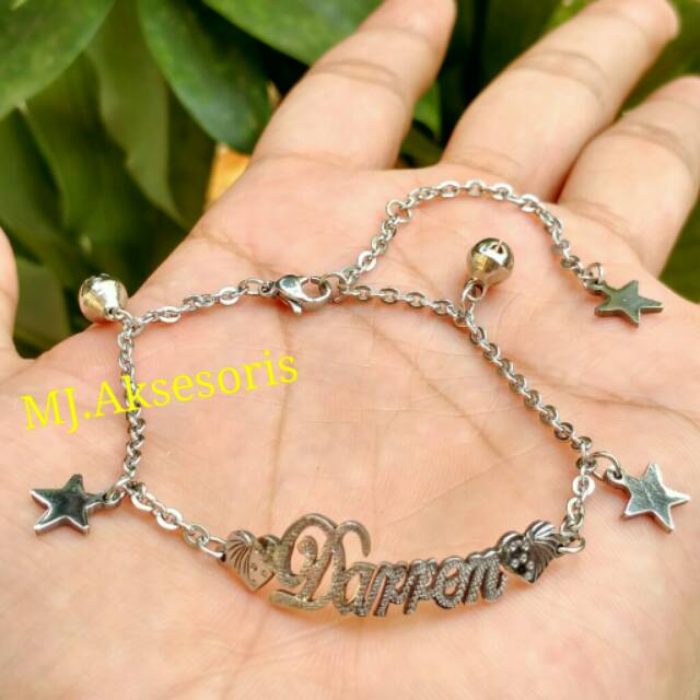 Gelang Nama Silver Stainless Gelang Cewek Ukir Nama Gelang Anak Gelang Rantai Gelang Tangan Kaki Shopee Indonesia