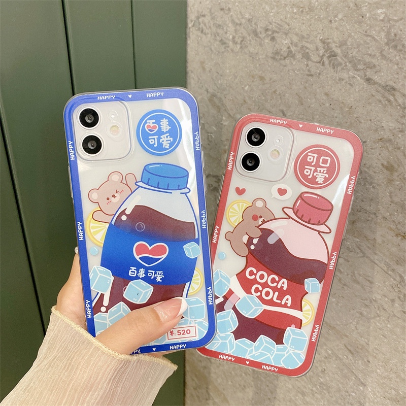 Soft Case Transparan Motif Cola Kartun Untuk Iphone 6 6s 7 8 PLUS XR XS 11 12 13 MINI PRO MAX SE 2020