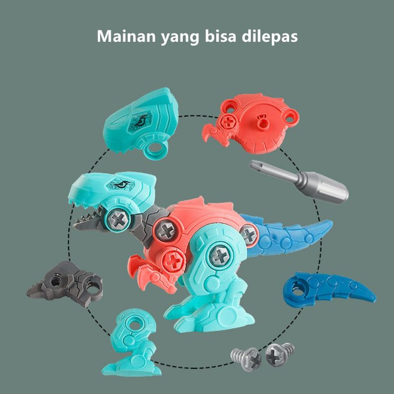 tokolima9 - MAINAN MINI ROBOT DINOSAURUS BONGKAR PASANG / MAINAN EDUKASI DIY DINO