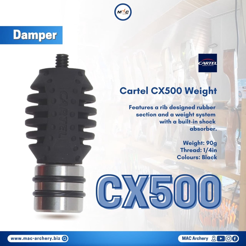 Cartel CX-500 Stabilizer With Rubber Absorber And Weight Cap For Archery 