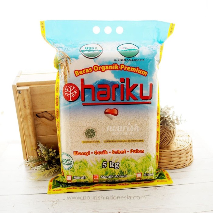 

978Eq10W Hariku, Organic White Rice Mentik Wangi 5 Kg (Beras Putih Organik) WQ12