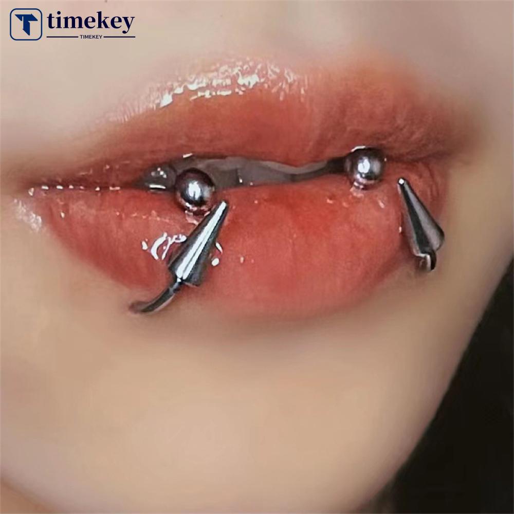 Timekey Anting Tindikpiercing Pusar Wanita Bentuk Bibir Gothic Punk Bahan Titanium Steel R2S9