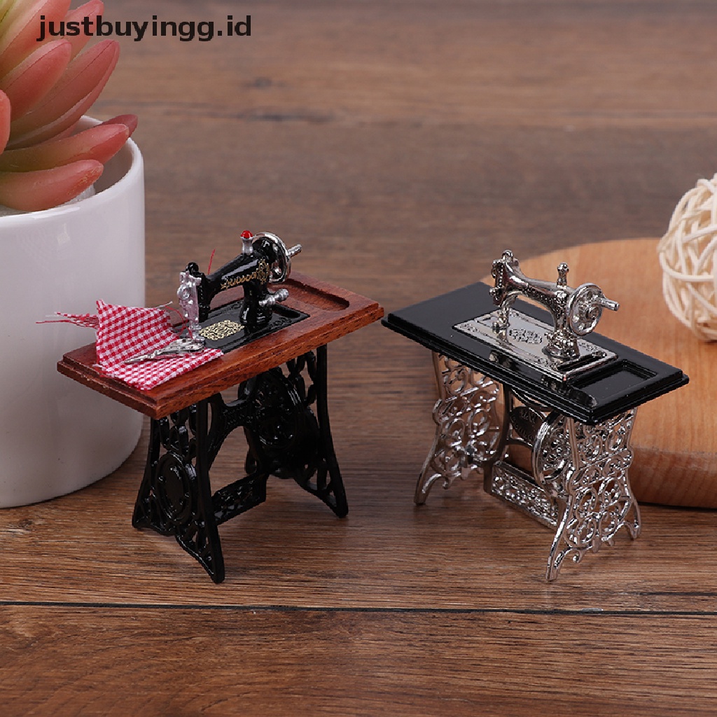 Justbuyingg.Id Mainan Miniatur Mesin Jahit Dengan Gunting Skala 1: 12 Untuk Dekorasi Rumah Boneka