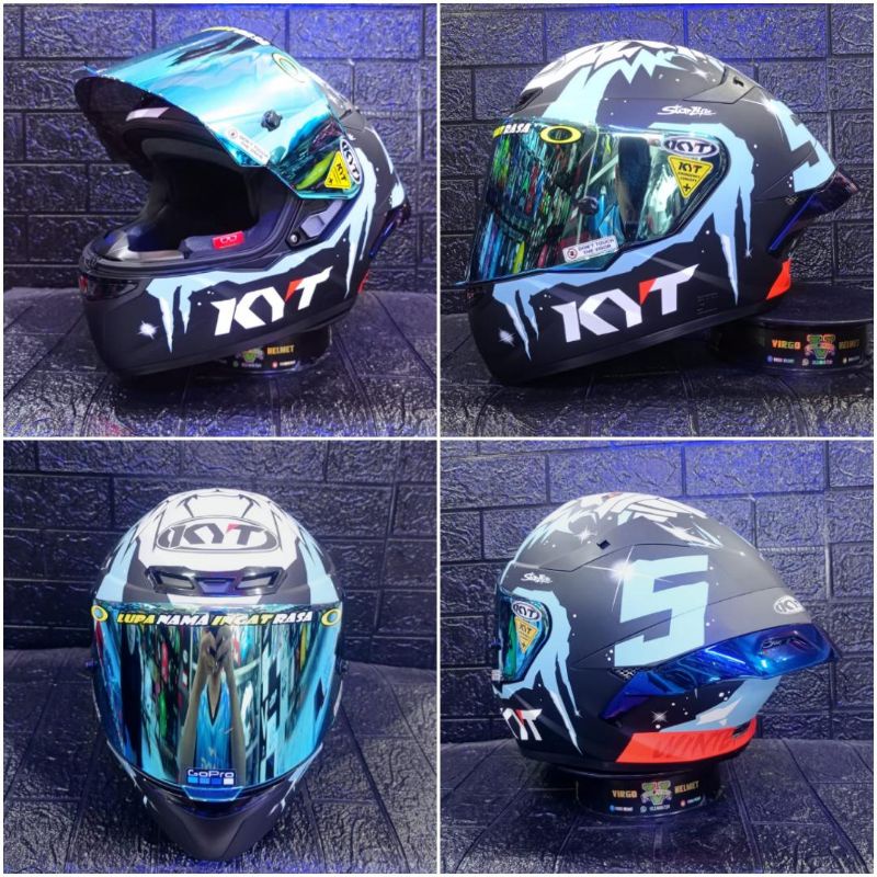HELM KYT TT COURSE JAUME MASIA WINTER TEST+ PAKET LENGKAPA IRIDIUM VISOR+SPOILER