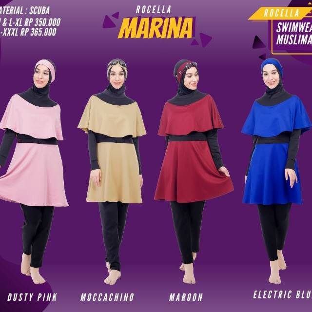 Baju renang rocella muslimah syari baju olahraga renang rocella syari rosa online