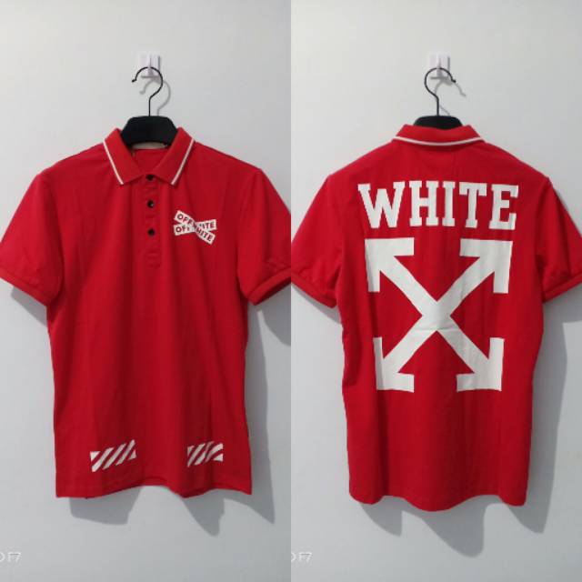 Kaos kerah off white import merah