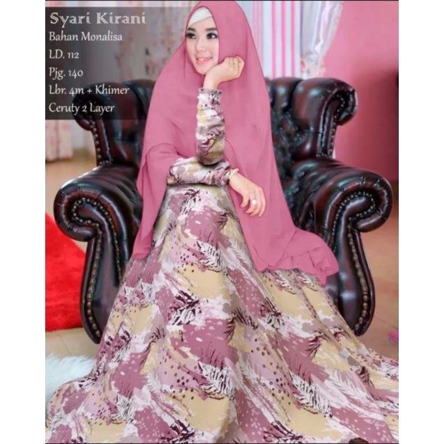 gamis syarii monalisa premium set khimar seruti bebydoll 2 layer / gamis syarii monalisa premium terbaru/gamis syarii ceruty motif terbaru dan kekinian