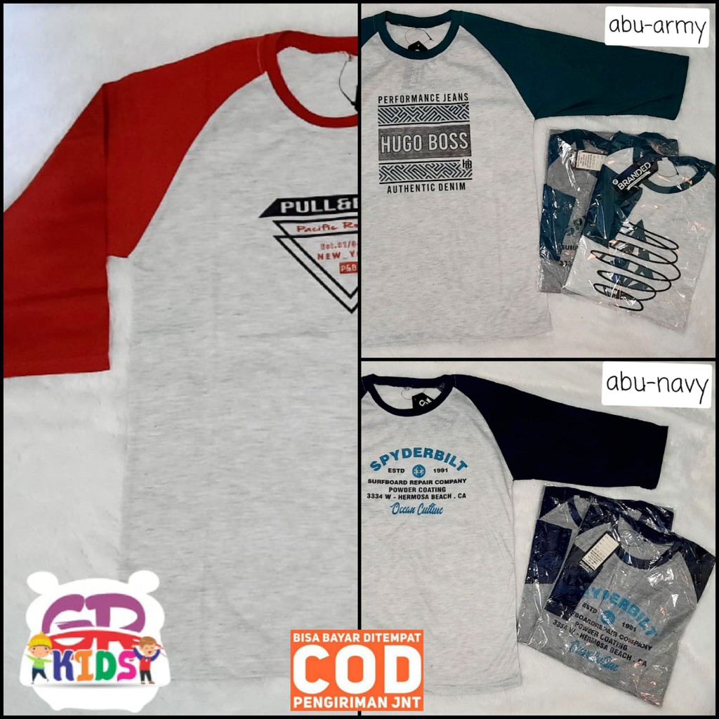 GR KIDS KAOS ANAK TANGGUNG JUNIOR REMAJA MODEL RAGLAN LENGAN 3/4 | TG 03