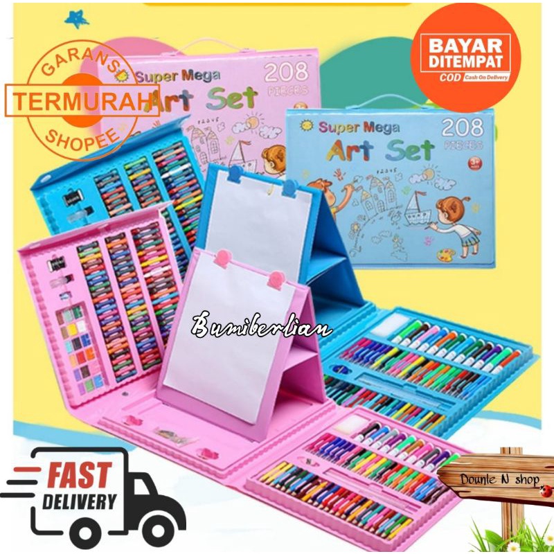 Crayon Anak Pengasah  208pcs Set Alat Menggambar Melukis Anak-anak Crayon Cat