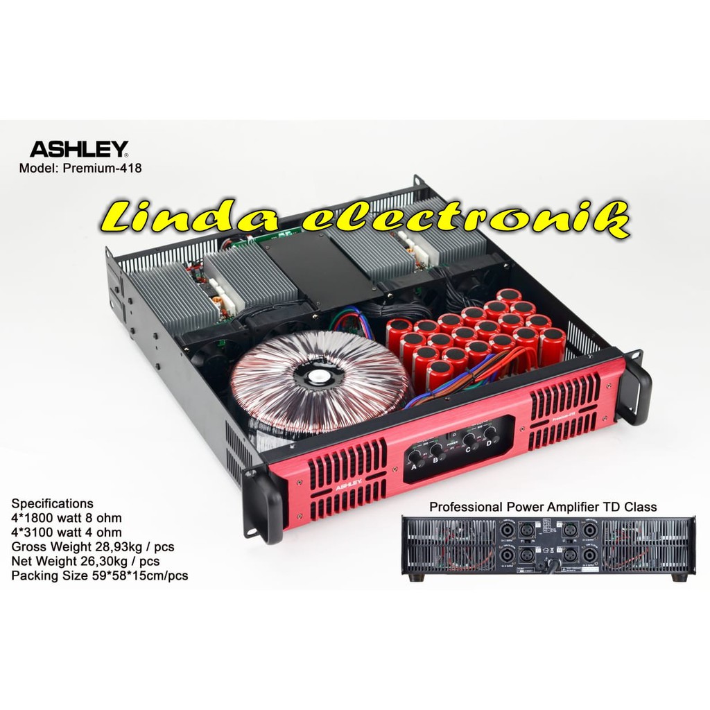 POWER ASHLEY PREMIUM 418 4 CHANNEL 1800 WATT ORYGINAL