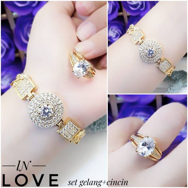 Xuping gelang dan cincin lapis emas 24k 0614i