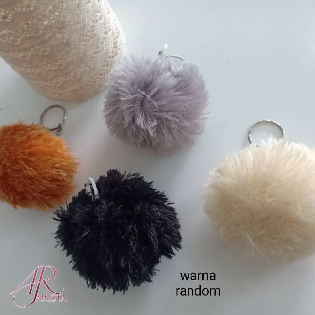 Gantungan Boneka Gantungan Pom-pom untuk tas ransel atau selempang warna random