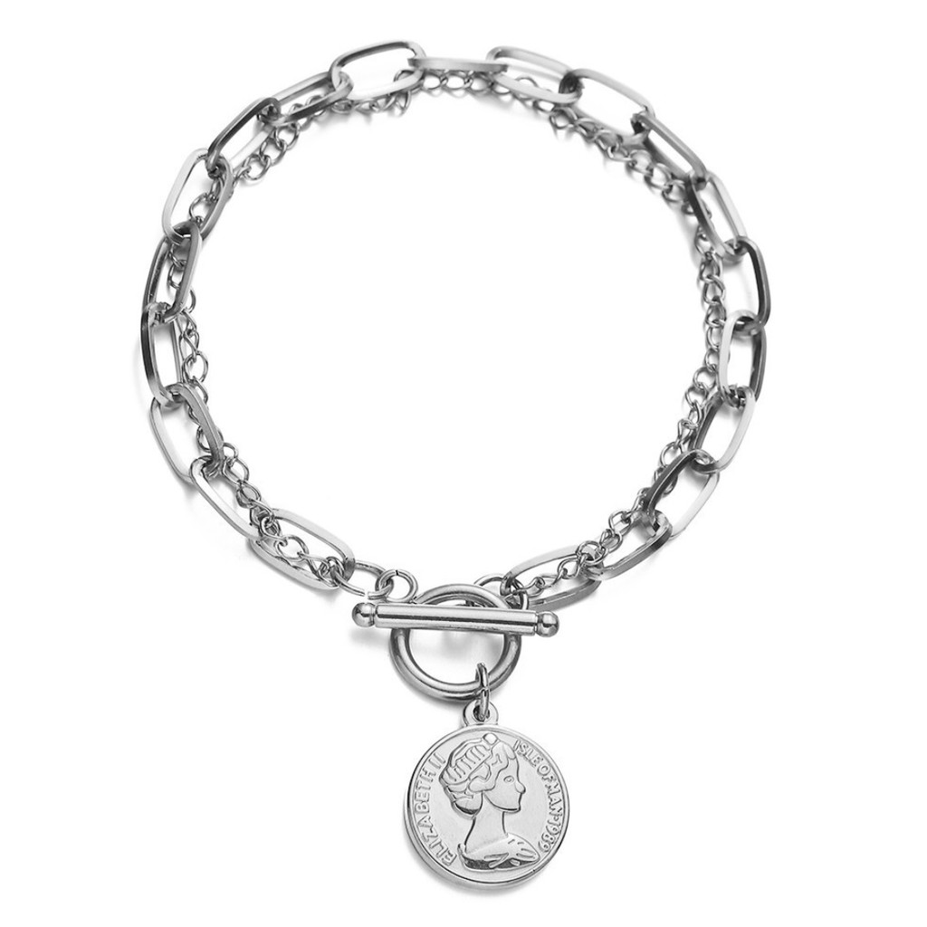 Gelang Rantai HipHop COIN Gaya Korea Punk Fashion Untuk Pria dan Wanita Unisex Bracelet