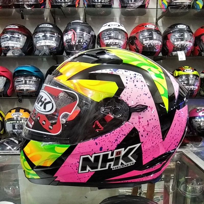 HELM NHK RX9 KAREL ABRAHAM WINTER BLACK GRAND PINK FULL FACE