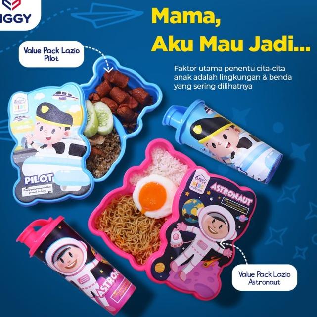 ◊ Lunch Box Set Lazio Value Pack Biggy - Kotak makan Bento set Lazio ➧