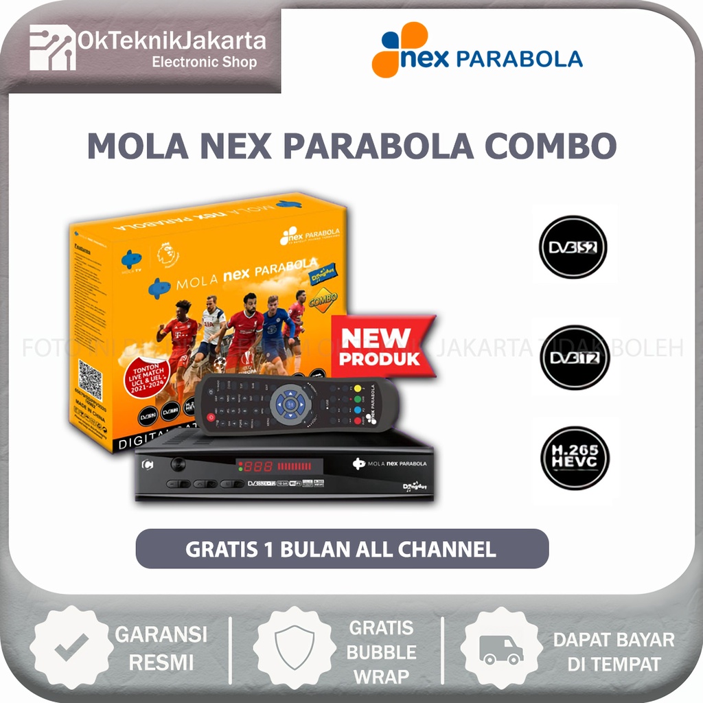 Receiver Parabola Dan Set Top Box Nex Parabola Combo (DVB S2 &amp; DVB T2)