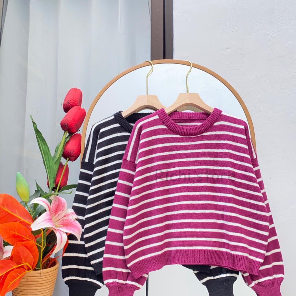 GIA BLOUSE RAJUT 7GET MOTIF SALUR
