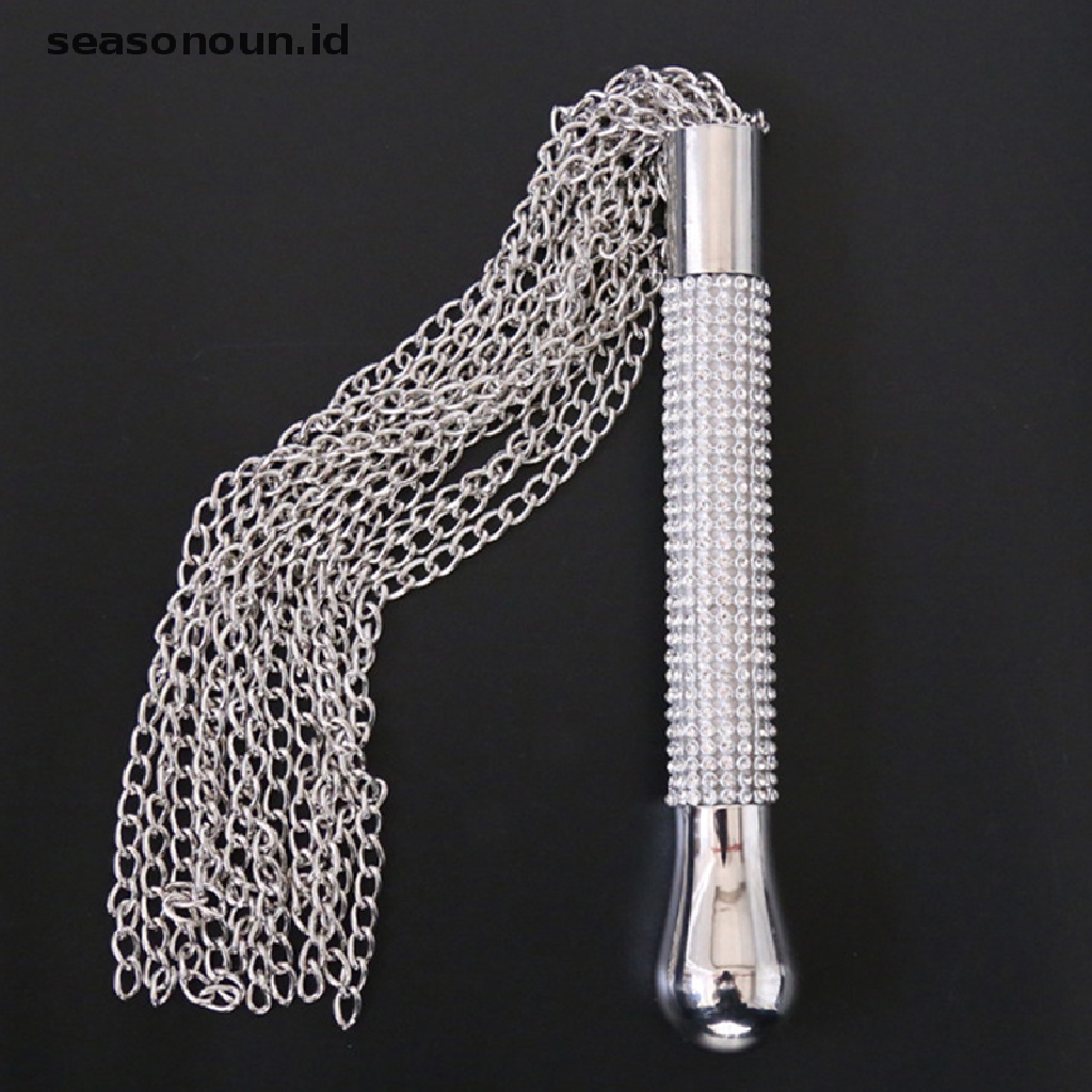 (seasonoun) Cambuk Kuda Bahan Metal Alloy Dengan Rantai Rumbai + Gagang Kristal