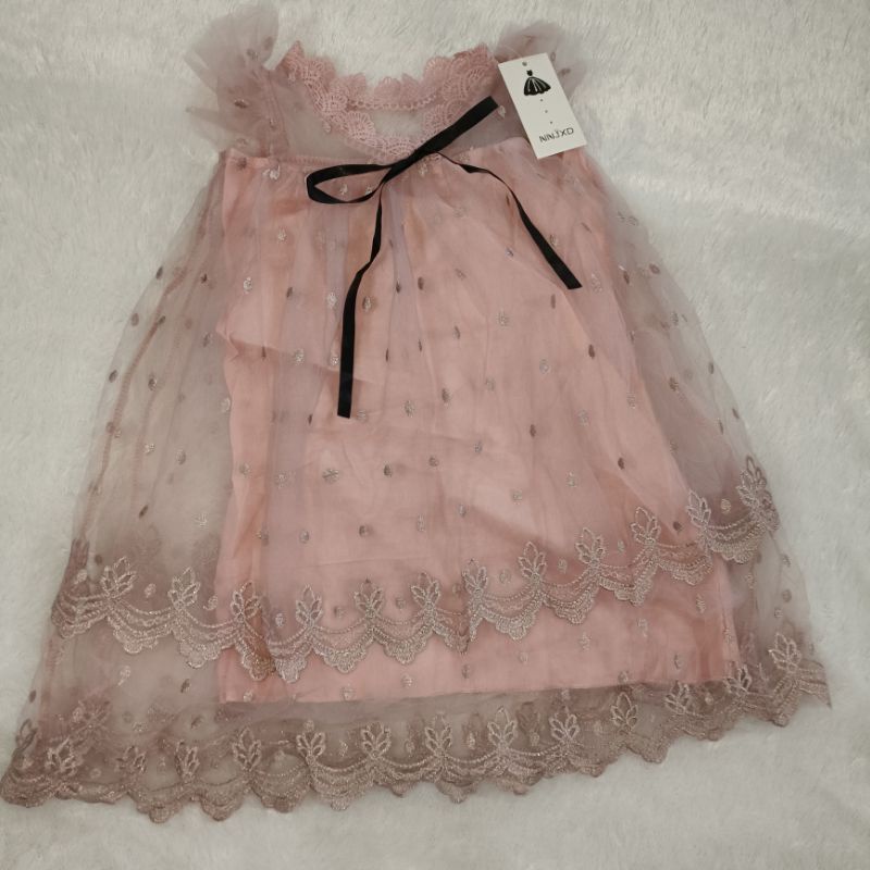 [MAMASILO] DRESS PRINCESS TILE DUSTY PINK PITA DRESS ANAK PEREMPUAN RENDA PINK