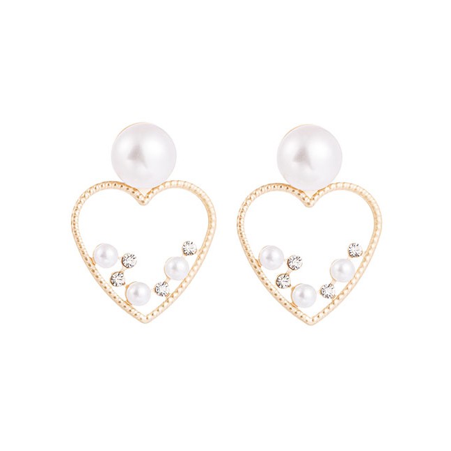 LRC Anting Tusuk Fashion Golden Love Diamond Earrings With Diamonds D94273