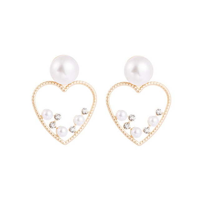 LRC Anting Tusuk Fashion Golden Love Diamond Earrings With Diamonds D94273