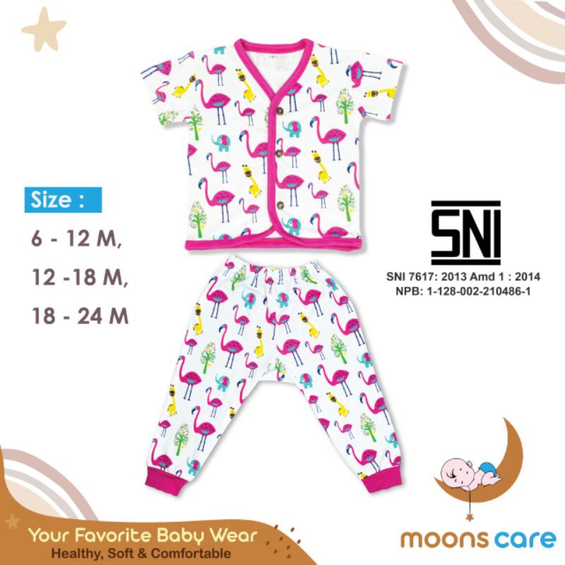 SML MOONS setelan kancing campur Premium | Setelan Baju Pendek Celana Panjang Piyama