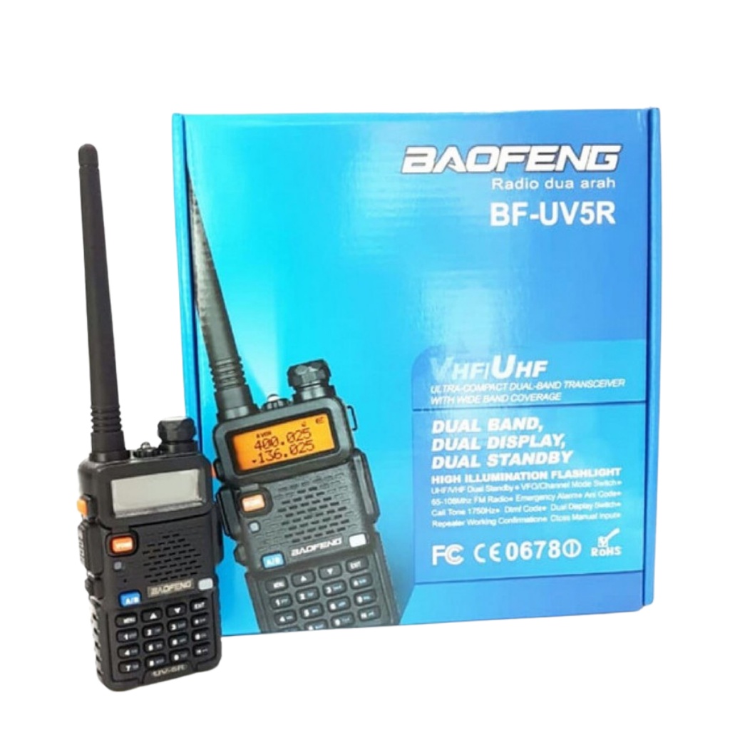 HANDY TALKY BAOFENG UV-5R UV5R UV 5R BLACK DUALBAND VHF UHF ORIGINAL GARANSI RESMI POSTEL