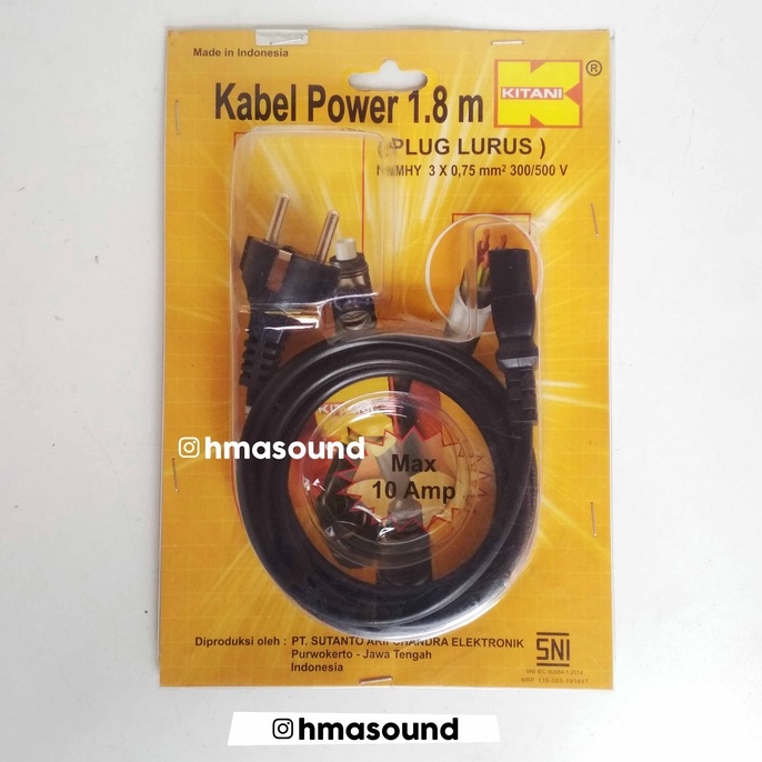 Kabel AC Power Kitani Plug Lurus