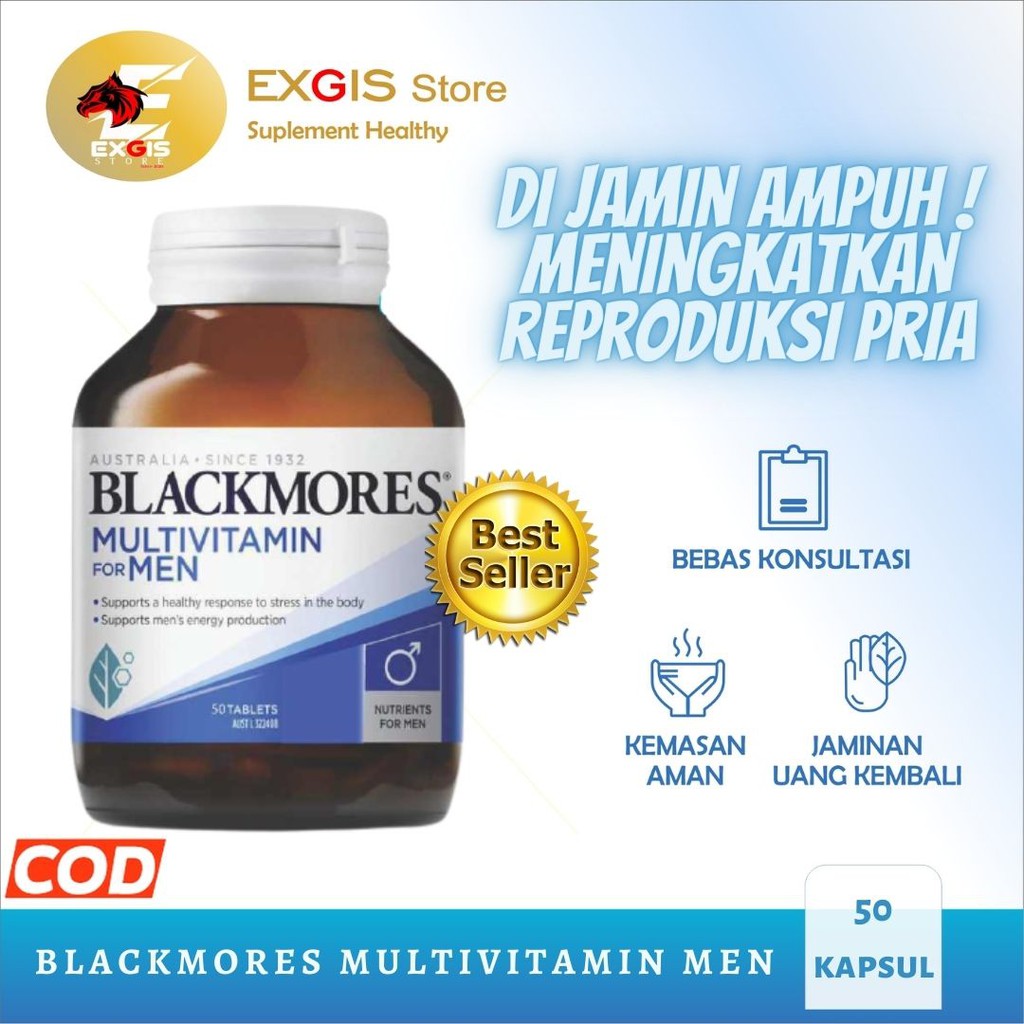Blackmores Men's Performance Multi & Multivitamin Men & Women Kesehatan Pria Wanita - 50 Tablet