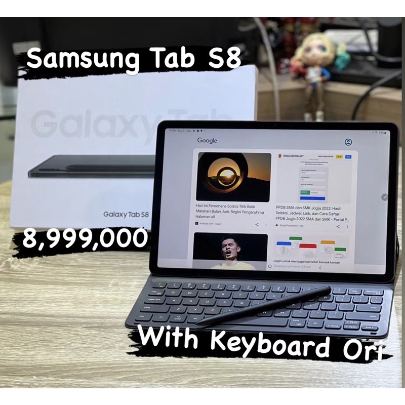 Seken samsung tab s8 ram 8/128 gb fullset