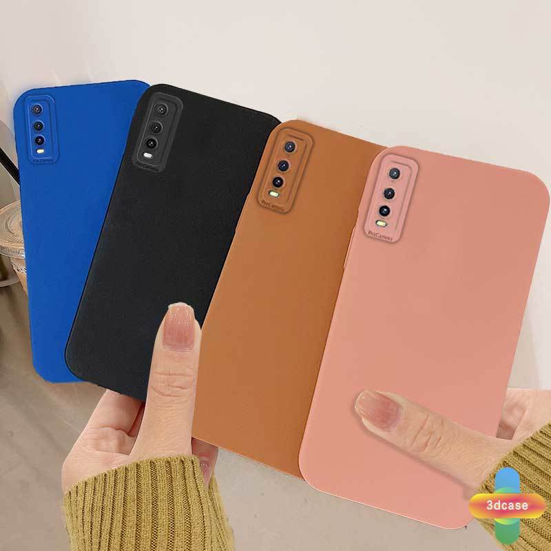 Casing VIVO Y12S Y12 Y20 Y91C Y21 2021 Y30 Y21S Y20S Y12i Y15S Y91 Y30i Y93 Y95 Y15 Y17 Y53 Y50 Y53S Y51 2020 Y51A Y15A Y10 Y76S Y76 Y33S Y1S Y11 Y31 Y20i Y91i Y90 Y51S Y12A Plain Color Silicone Angel Eyes Anti-fall Case