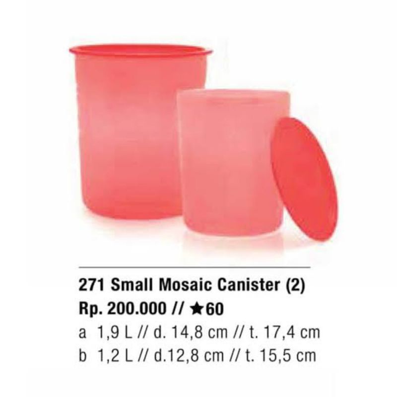 Toples Tupperware Murah /Toples Cemilan/Gula/Kopi/SMALL MOZAIK CANISTER (2pc)