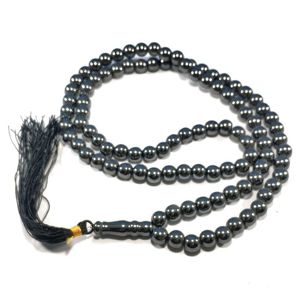 TASBIH NATURAL HEMATITE - BADAR BESI 6MM MODEL BULAT 99BUTIR DIJAMIN ASLI