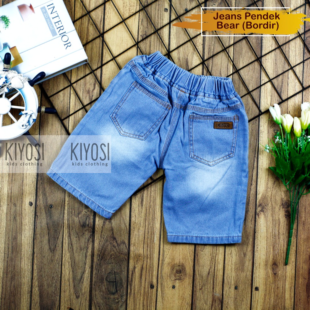 KIYOSI Celana Pendek Jeans Bordir Anak Unisex COD Keren