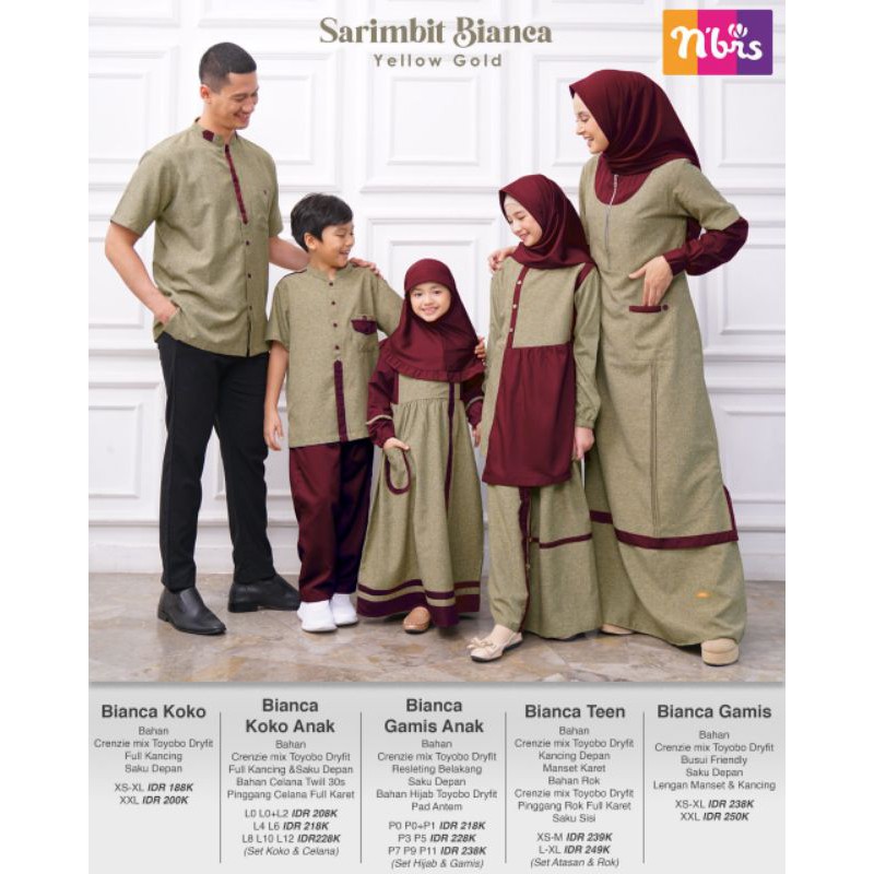 Nibras Sarimbit Family Bianca Yellow Gold / Sarimbit Nibras 2021 / Baju Keluarga Katun / Baju Couple