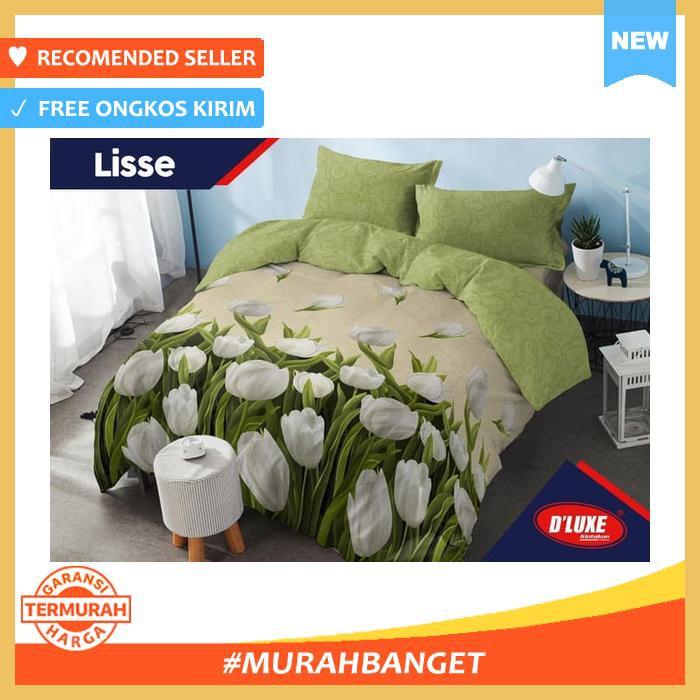 SPREI KINTAKUN LISSE NO.1 KING 180 SEPRAI HIJAU DAUN BUNGA TULIP PUTIH