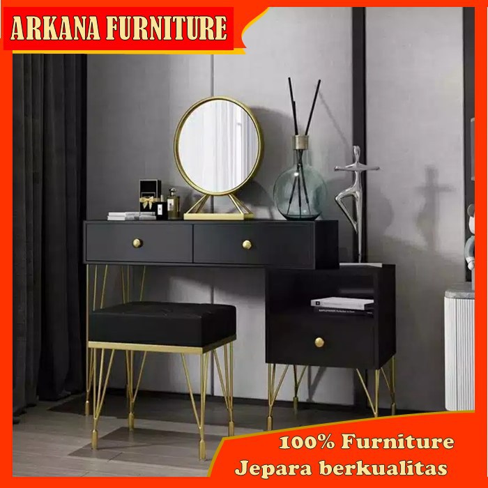 Set Tolet Meja Rias Make Up dandan Kosmetik  Minimalis Murah Estetik 2 Laci Sliding Jepara