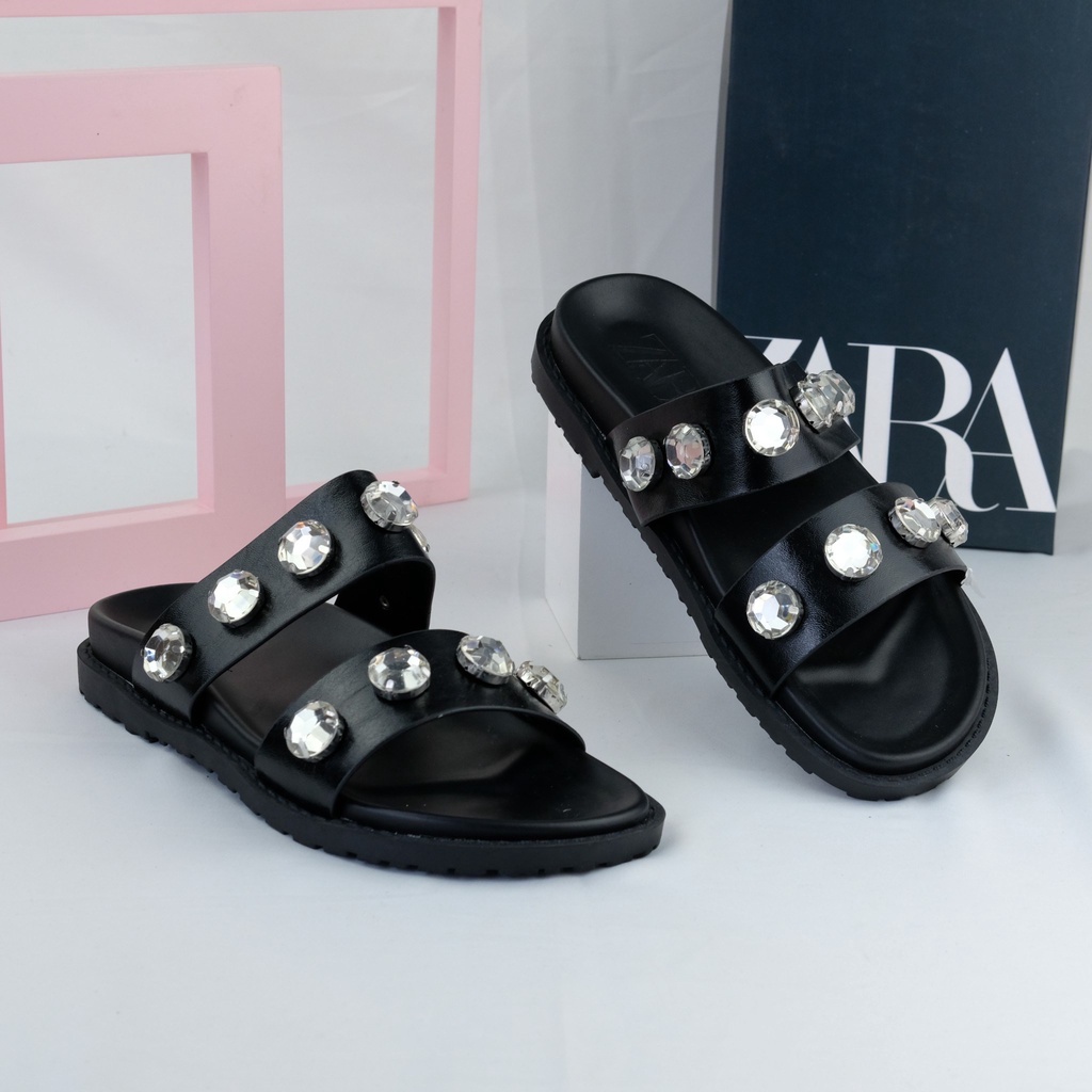 [7.7 Boombastis Sale⚡] - SENDAL WANITA AKSEN DIAMONDS FLAT SANDAL ZS422 PREMIUM IMPORT