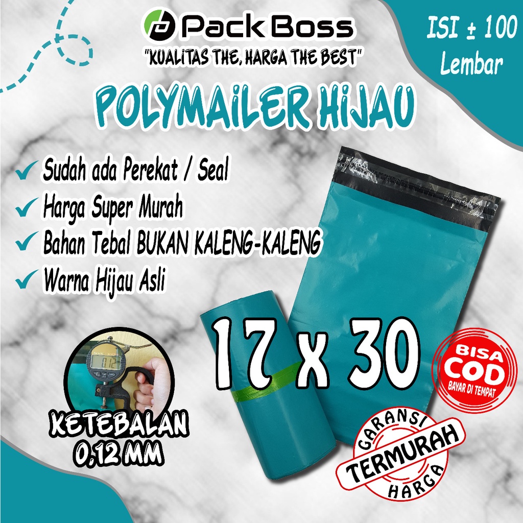 

POLYMAILER HIJAU MATTE DOFF 17X30 CM (ISI +/-100) TERMURAH ADA LEM