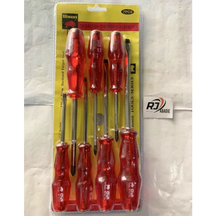 Obeng Tembus Ketok Plus Minus Go-Through Screwdriver BISON Set 7 PCS