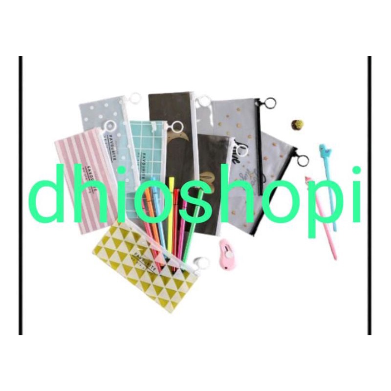 Tempat Pensil Pulpen Transparan / Ziplock Karakter Serbaguna / Pouch Zip Lock Penyimpanan Kosmetik Pouch Zipper Pencil Case Tempat Penyimpanan Alat Tulis Murah Import