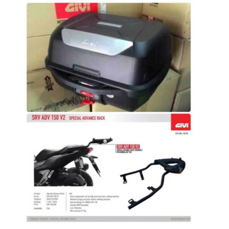 Bracket box givi srv v2 adv  150 dan box givi e43 NTL , breket givi adv 150 , box givi e43 , givi e4