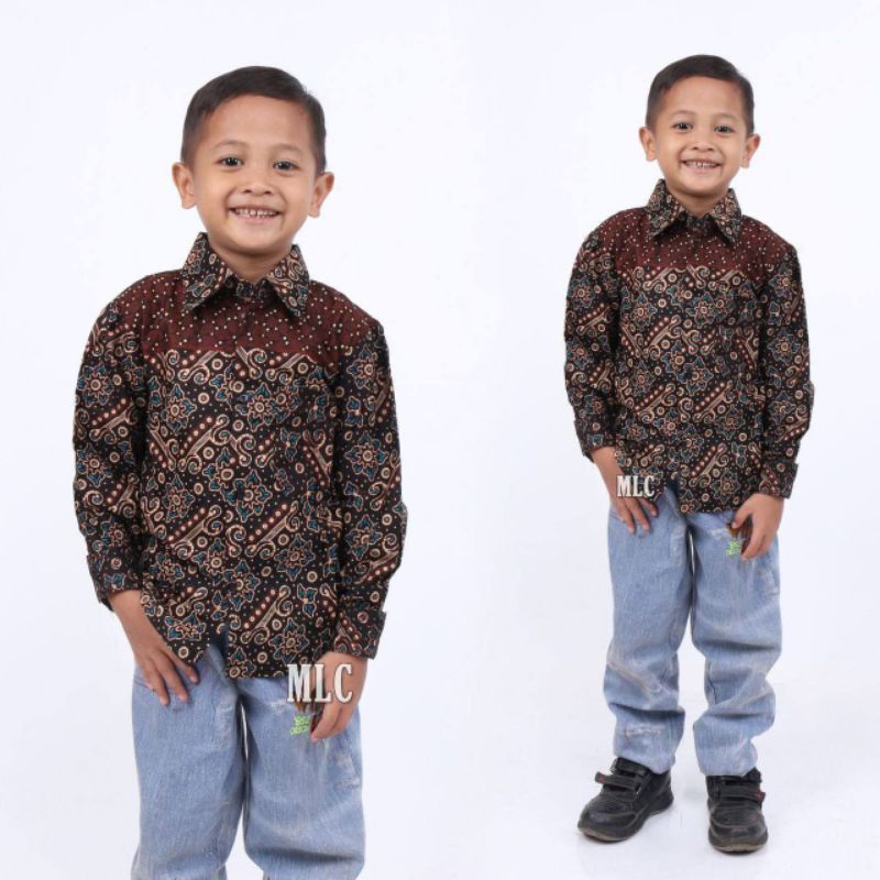 KEMEJA BATIK ANAK, BATIK ANAK, BAJU BATIK ANAK KEKINIAN  SIZE M L XL XXL