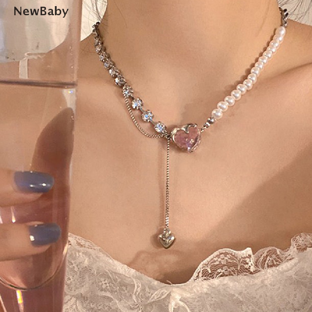 Kalung Pendek Liontin Hati Warna Pink Gaya Punk Vintage Untuk Wanita