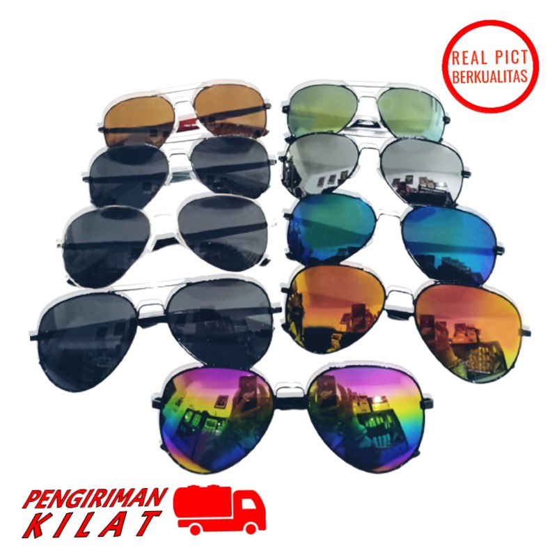 Kacamata Hitam Fashion Pria Wanita Kacamata Fashion Aviato Mirror Sunglasses Unisex Kacamata Anti UV