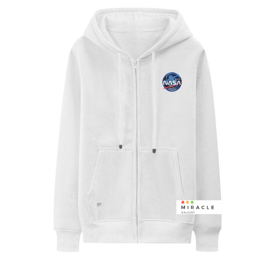 Sweater Couple / Jaket Pasangan Zipper NASA LOGO Bahan Fleece Premium