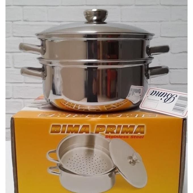 Panci BIMA Stainless steel POT & Steamer 26 Cm 26cm / kukusan 2 susun